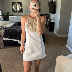 Lilly Pulitzer White with Gold neck embellished dress